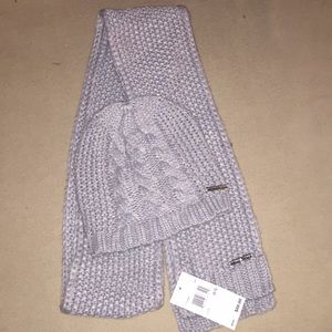 Michael Kors Knit Scarf & Hat - grey